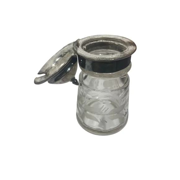 Wilcox? 5 etched glass bottle cruet Condiment Set castor silver plated antique? - Picture 7 of 12